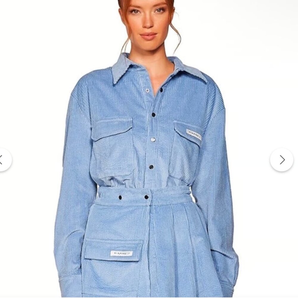 My Mum Made It - 2 piece blue corduroy skirt & shirt set